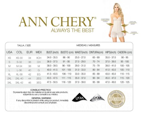 Ann Chery Powernet Size Chart