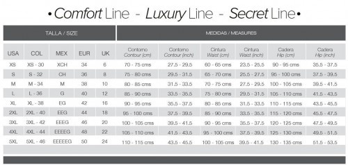 Ann Chery Lujo Comfort Line Size Chart